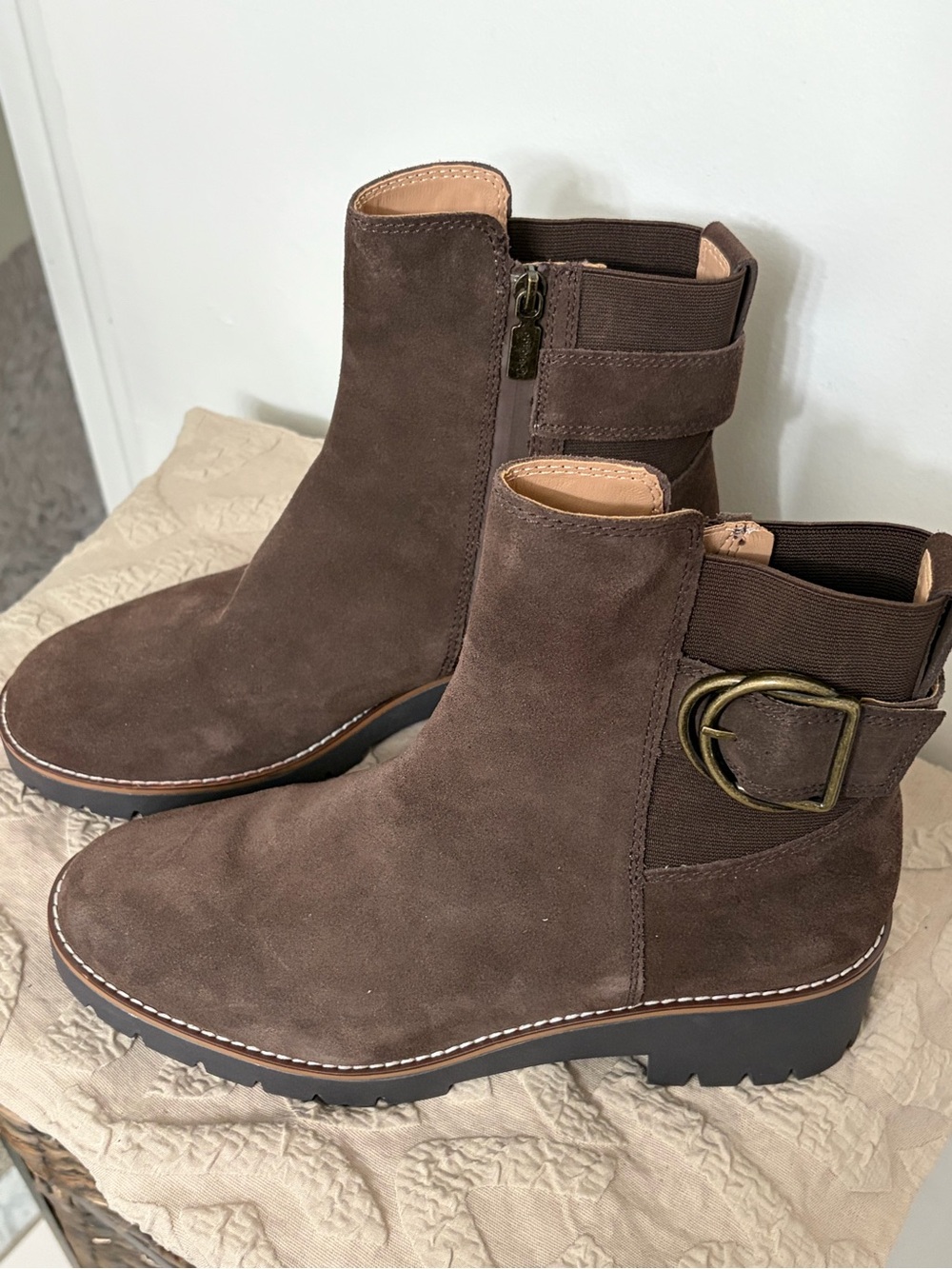 Blondo Brown Suede Buckle Ankle Boots